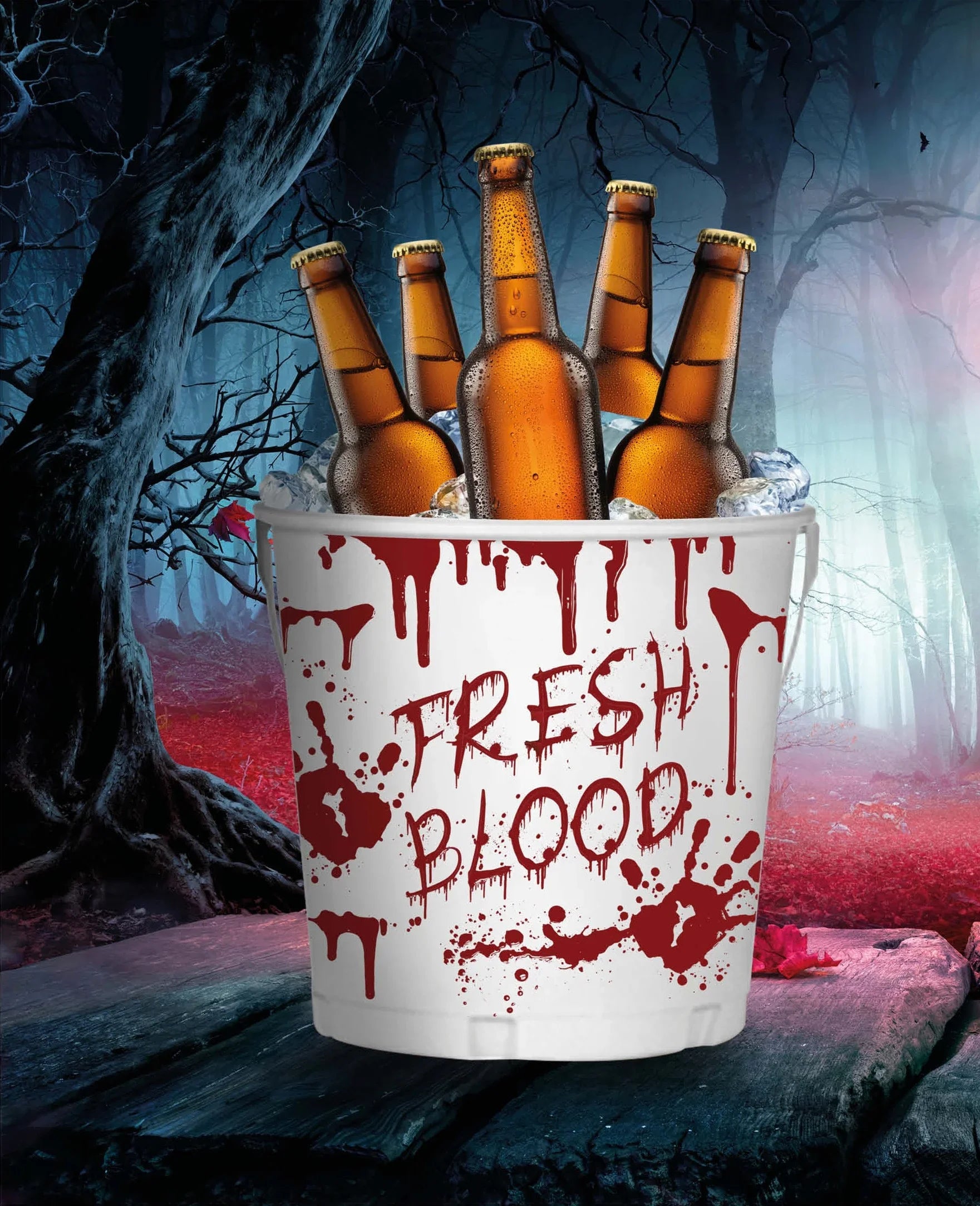 Cubo Sangriento de Metal para Enfriar Bebida Menaje Halloween Guirca